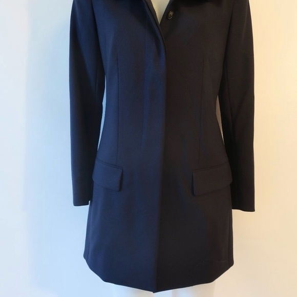 Womens The Row Dark Navy Virgin Wool Blend Mock Neck Payton Blazer Jacket sz. 6 - Picture 7 of 15